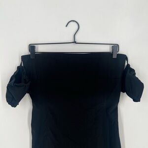 We11done Rare Detachable Sleeve Nylon Sheath Convertible Strapless Mini Dress